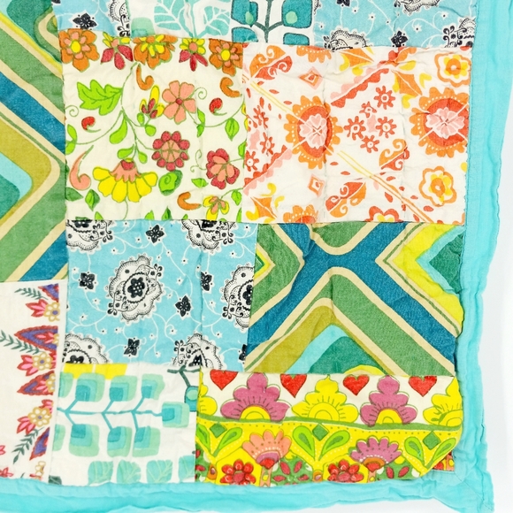 Aqua Turquoise Quilted Colorful Boho Unique Padded Srandard Backslip Pillowcase - Picture 4 of 7